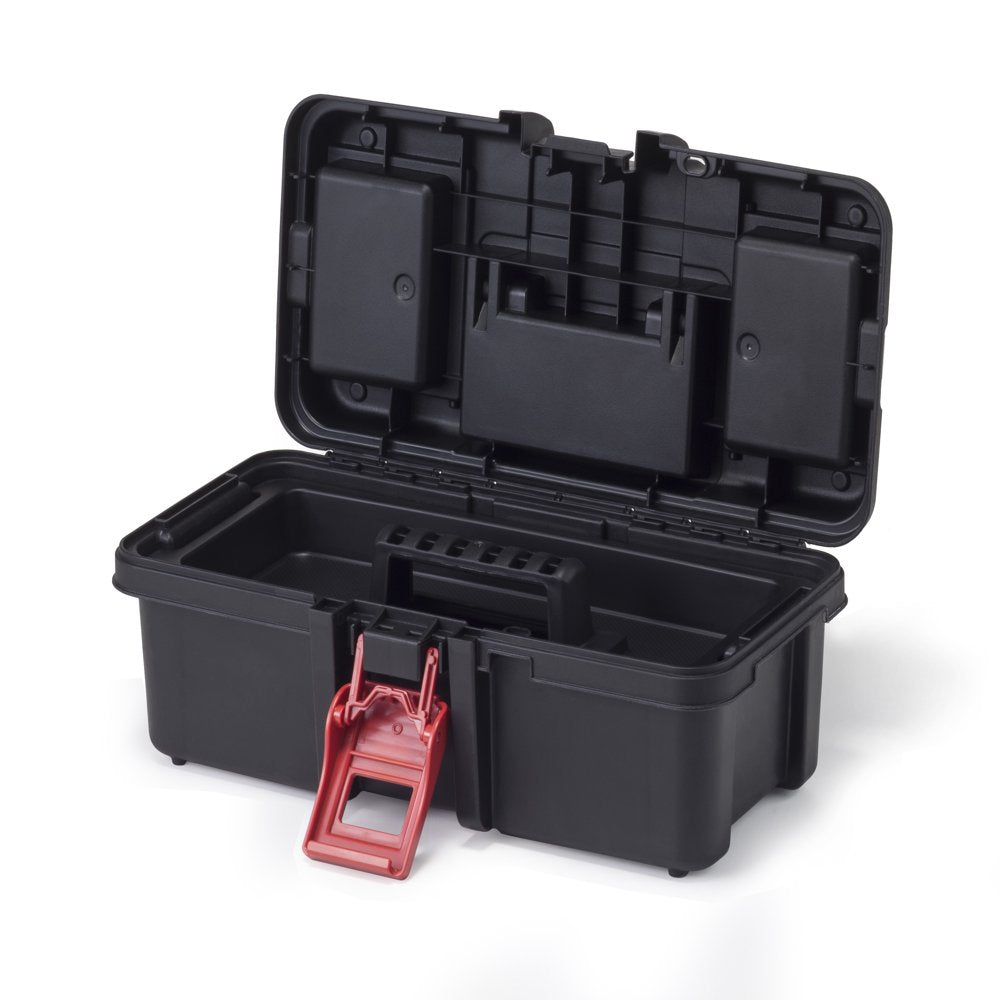  13-Inch Tool Box, Plastic Tool and Hardware Storage, Black