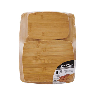  3-Piece Kitchen Cutting Board Set, Reversible Chopping Boards for Meal Prep and Serving, Charcuterie Board Set, Wood Cutting Boards, Assorted Sizes, Bamboo