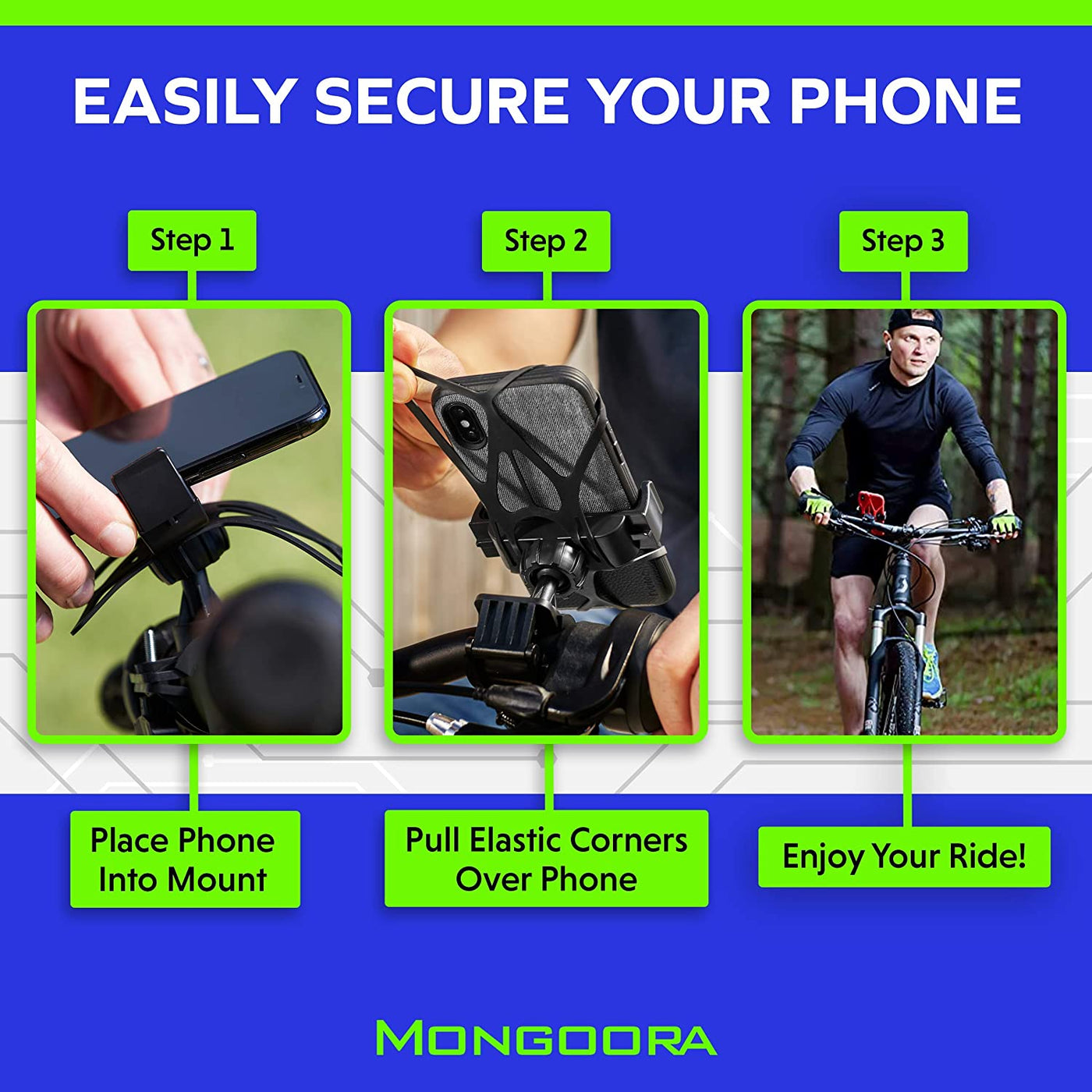  Bike & Motorcycle Phone Mount  - 3 Bands