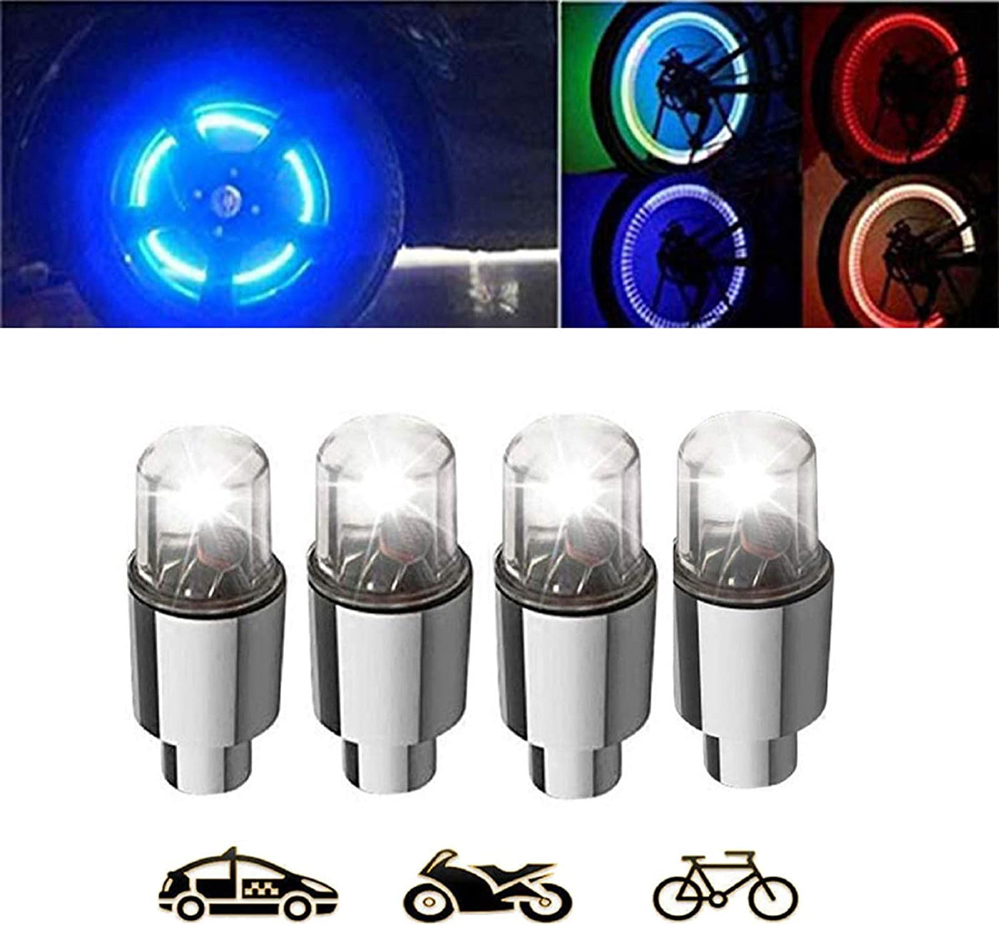 4 Pack LED Wheel Lights with Batteries Included 