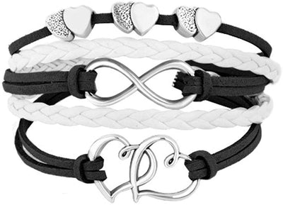 Leather Wrap Infinity Heart Layered Bracelet