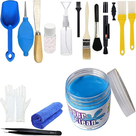 15-in-1 Universal Cleaning Gel Kit Car Accessories for PC Tablet Laptop Keyboards, Car Vents, Interiors, Printers & More