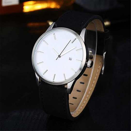 RMM Men's Popular Quartz Wristwatch,Classical Low-Key Minimalist Connotation Leather Watch