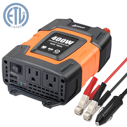 400W Power Inverter DC 12V to 110V AC Car Inverter with 3.1A Dual USB Converter