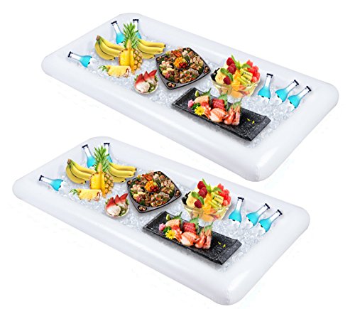 2 Pack: Inflatable Cold Food and Drink Serving Tray with Drain Plug