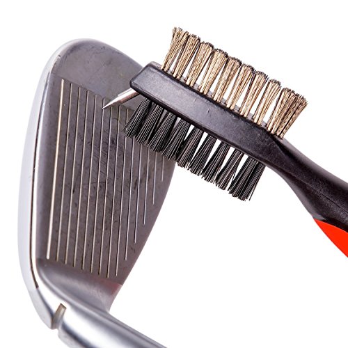 2 Pack: Lightweight Retractable Golf Club Brush with Aluminum Zip-Line Carabiner