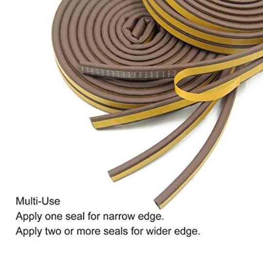 Home Self-Adhesive Weatherstrip Rubber Seal for Doors and Windows - 33 Feet Long