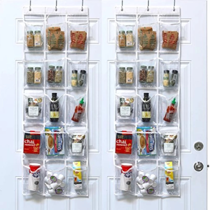 2 Pack: Transparent Over the Door Hanging Pantry Organizer