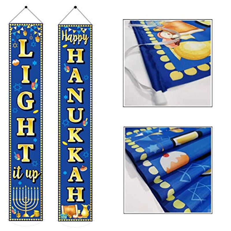 2 Piece Happy Hanukkah Banners