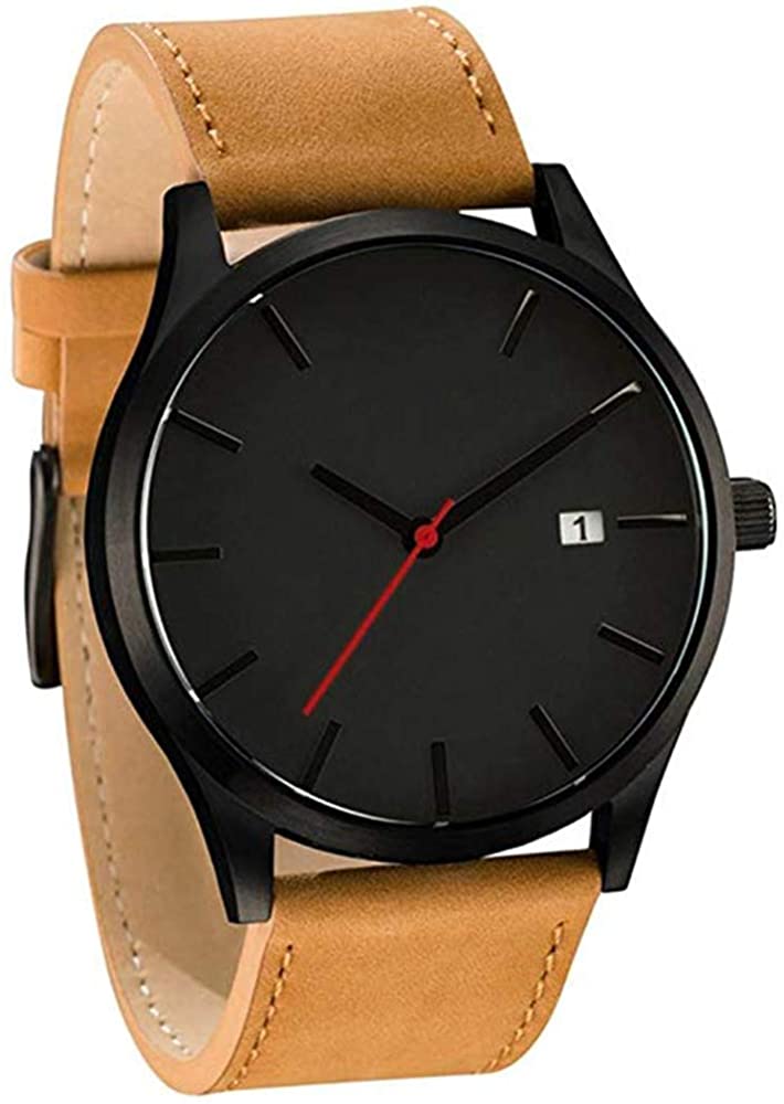RMM Men's Popular Quartz Wristwatch,Classical Low-Key Minimalist Connotation Leather Watch