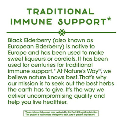 100 Count Nature's Way Black Elderberry Capsules 1150 mg per Serving