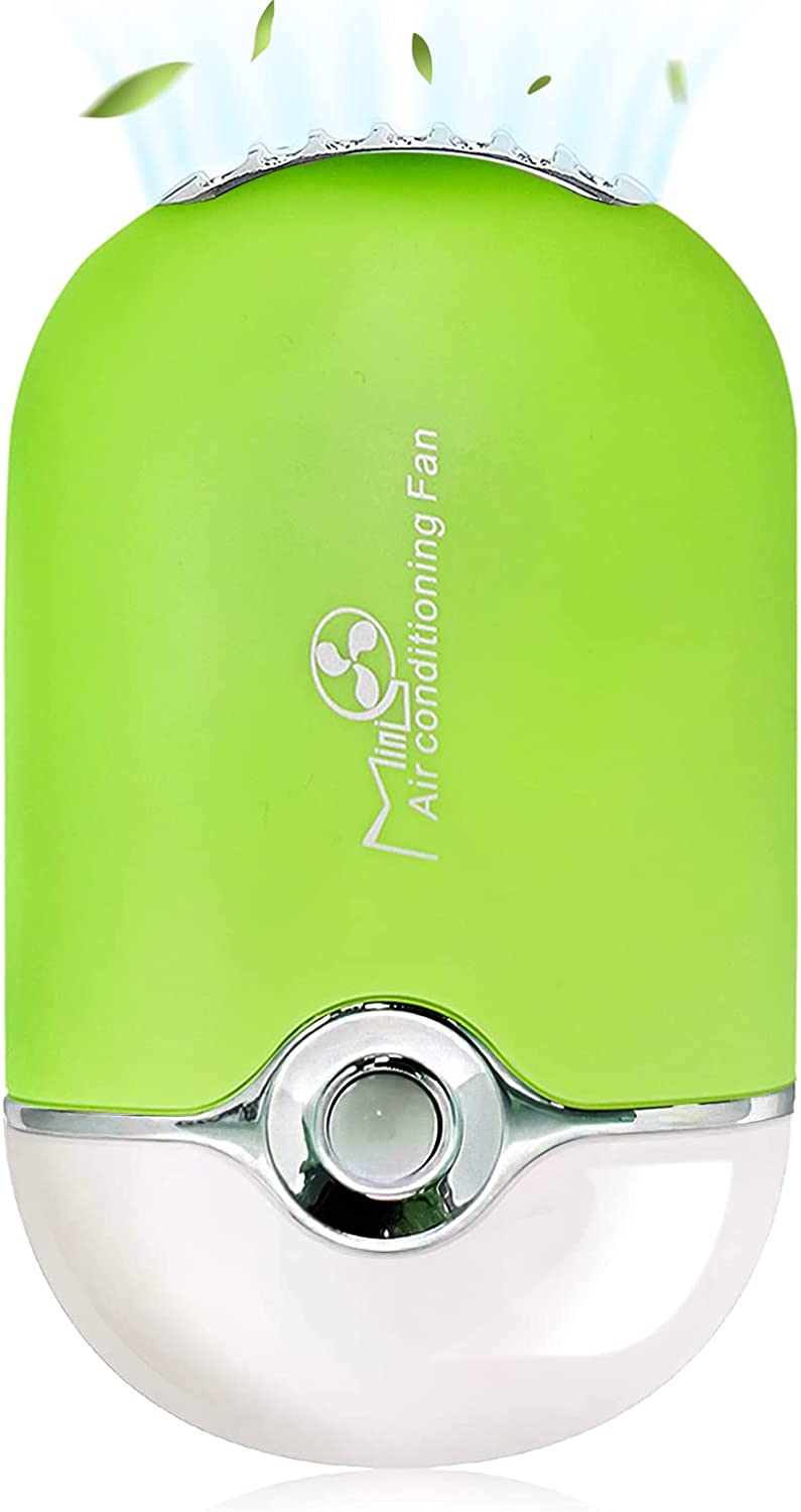 USB Rechargeable Portable Mini Fan Cooling Fan Bladeless Handheld Eyelash dryer Mini Handheld Fan Air Conditioning Blower for Eyelash Extension (Green)