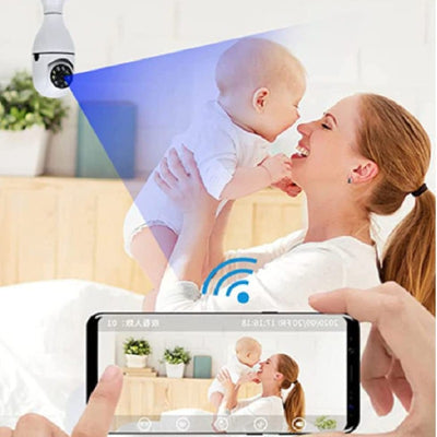 Wireless WiFi Camera Light Bulb, 360 Degree E27 Bulb Security Camera Outdoor, Two-Way Audio, Full Color Day and Night