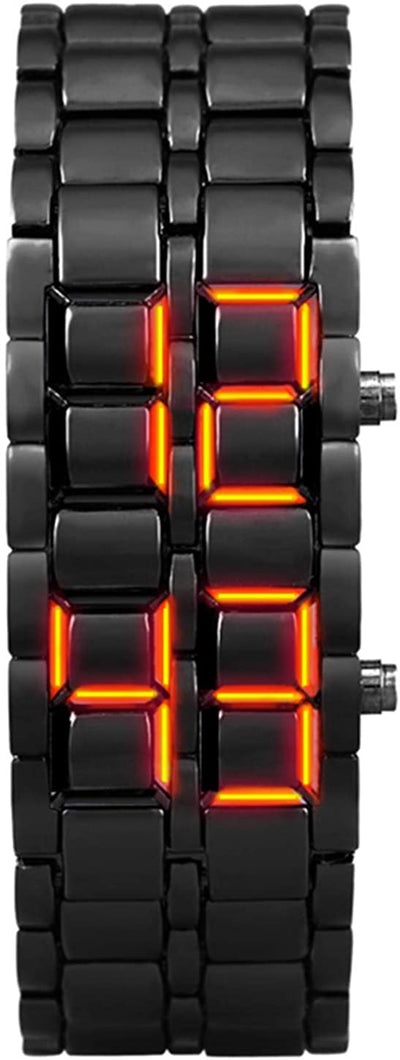 Mens Casual Simple Youth Sports Watch Electronic Binary Digital LED Lava Alloy Rectangular Chain Watches