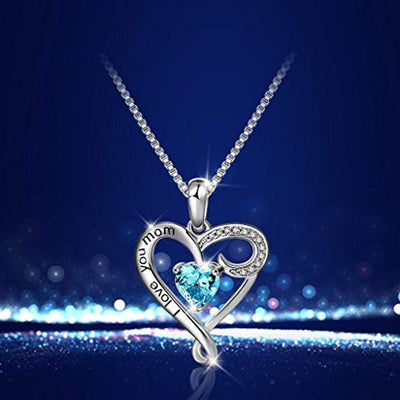 925 Sterling Silver Mother's Day "I Love You Mom" Heart Pendant