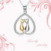 925 Sterling Silver Two-Tone Eternal Love Heart Cats Necklace