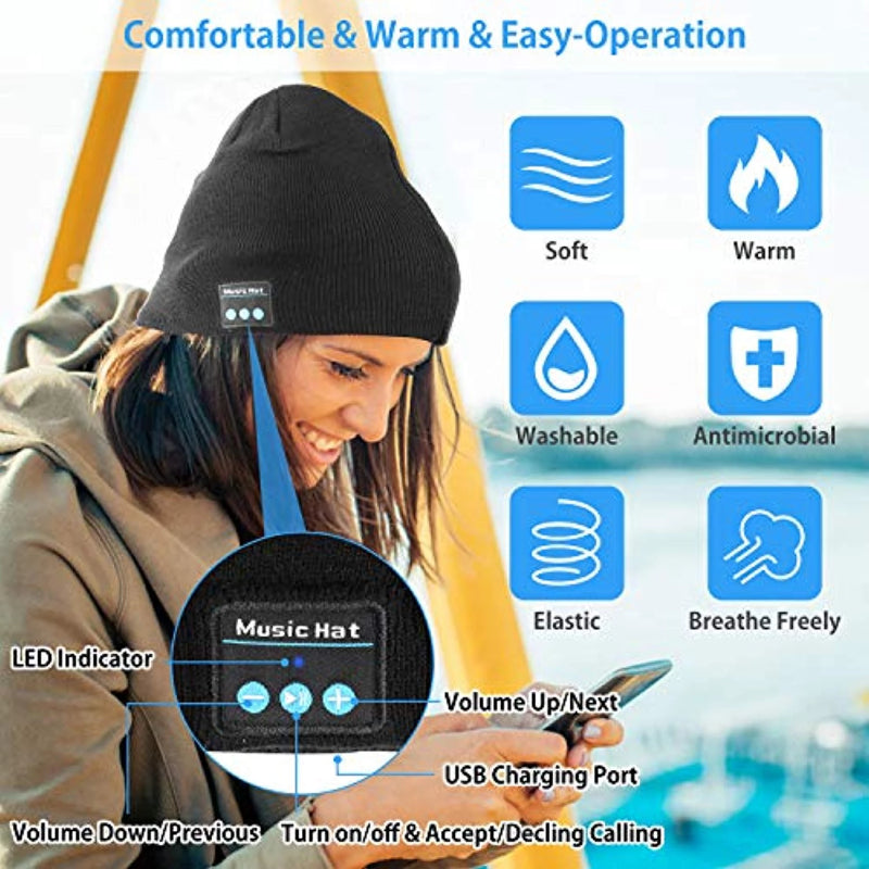 Rechargeable V5.0 Bluetooth Unisex Wireless Beanie Winter Hat