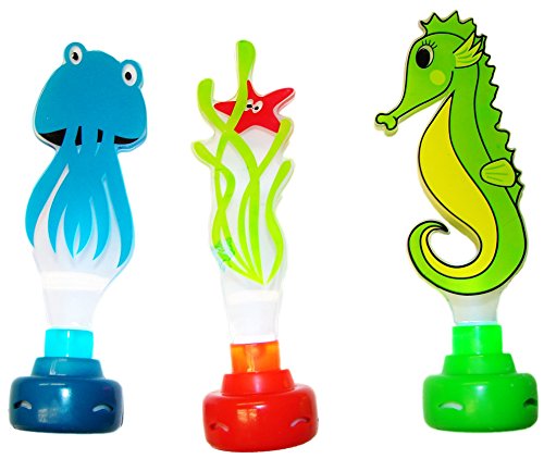 Water Sports Lighted Dive Pals Pool Accessory (3 Piece), Assorted Colors, 8" x 7"