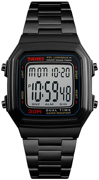 Men's Digital Watch Gold, Waterproof Analog Quartz Square Watch with Countdown Stopwatch Alarm Date…