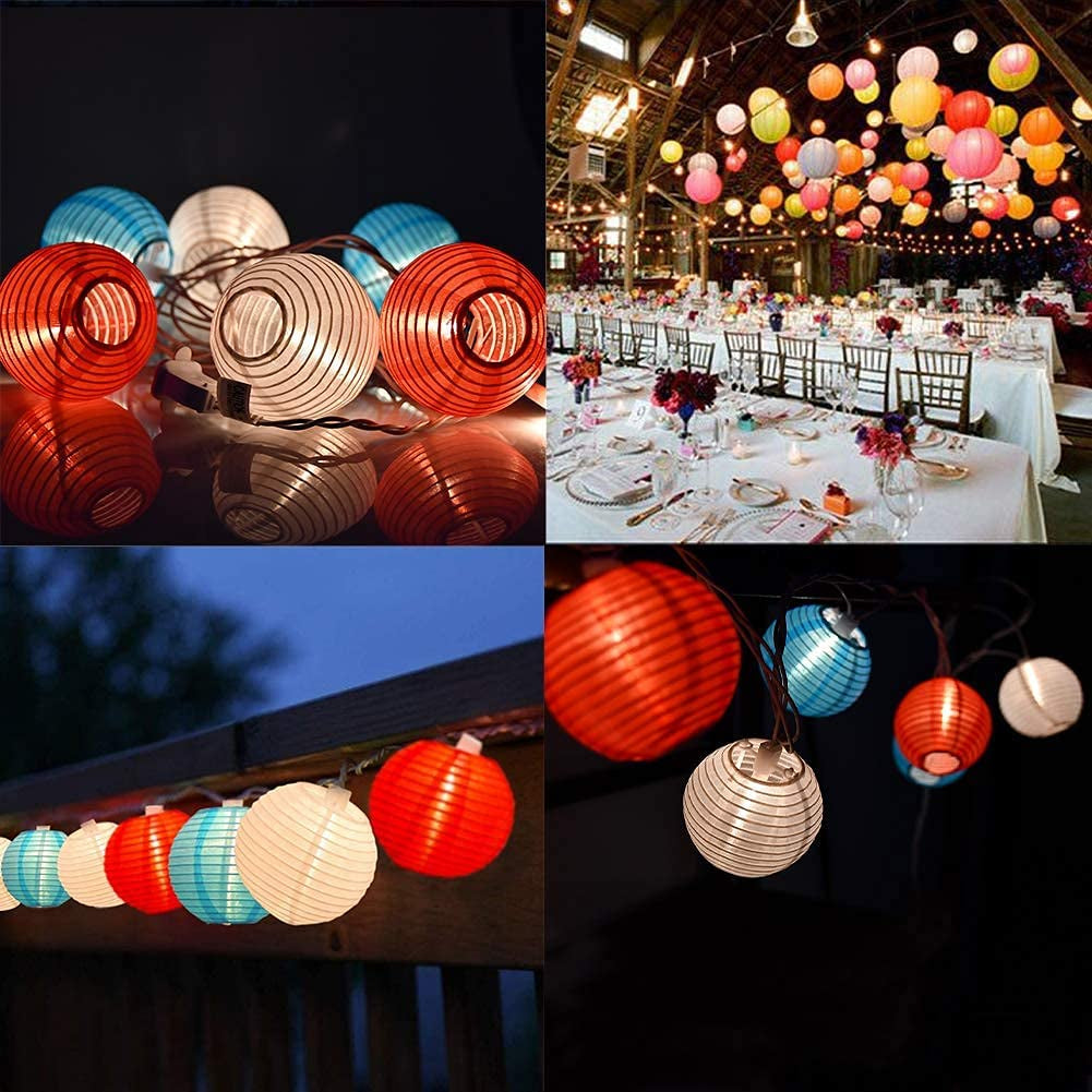 8.5Ft Red White Blue Lantern String Lights, 4th of July Decor Lights with 10 Red White Blue Lanterns Connectable Patriotic Outdoor Lanterns Lights for Independence Day President Memorial Day
