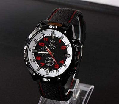 Men's GT Racer Sport Watch Military Pilot Aviator Army Style Black Silicone Mens Watch