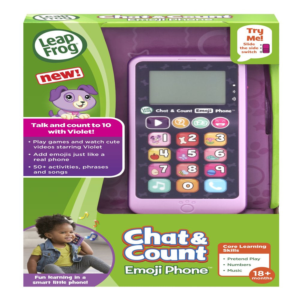 Leapfrog Chat and Count Emoji Phone, Violet, Pretend Play Toy for Kids, Teaches Numbers