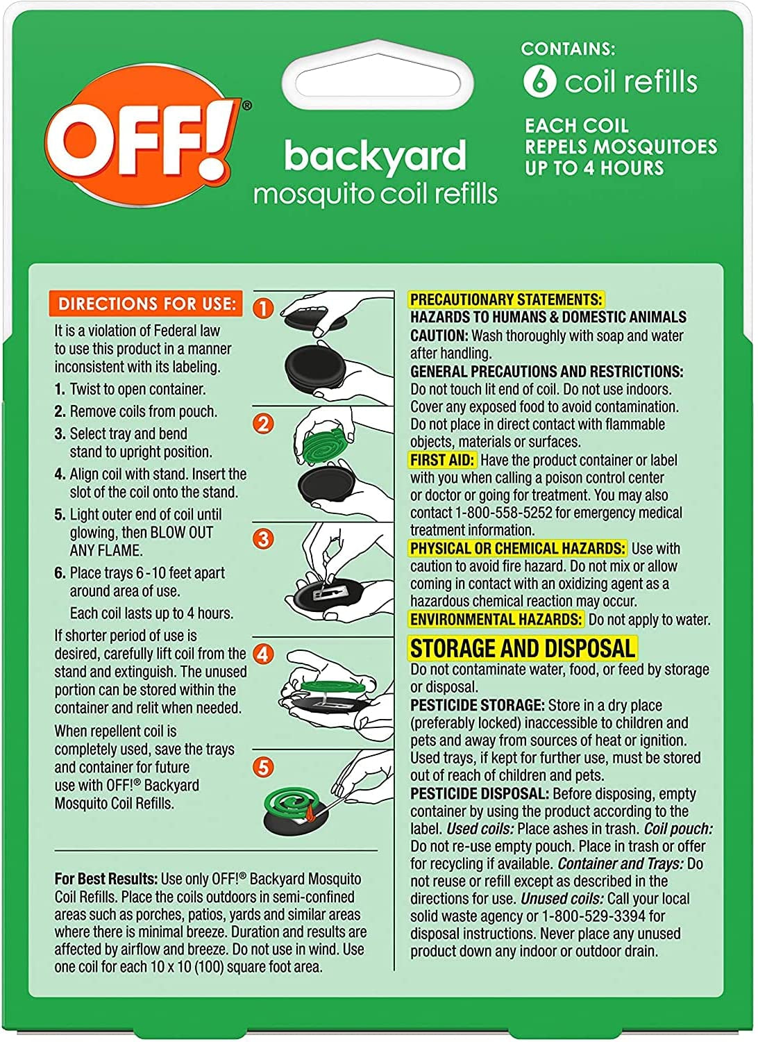 OFF! Backyard Mosquito Repellent Coil 6 Count