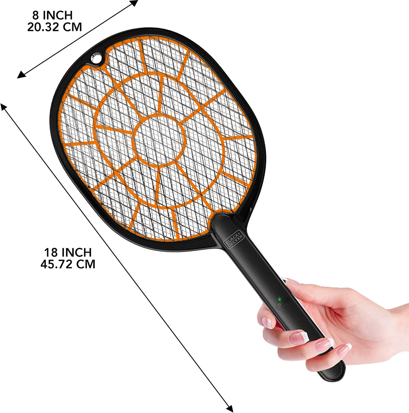 BLACK+DECKER Bug Zapper Racket – Electric Fly Swatter for Gnats, Mosquitoes, & More – Harmless-to-Humans Outdoor Bug Zapper Battery Operated – Handheld Electric Fly Swatter – Bug Zapper Indoor Racket