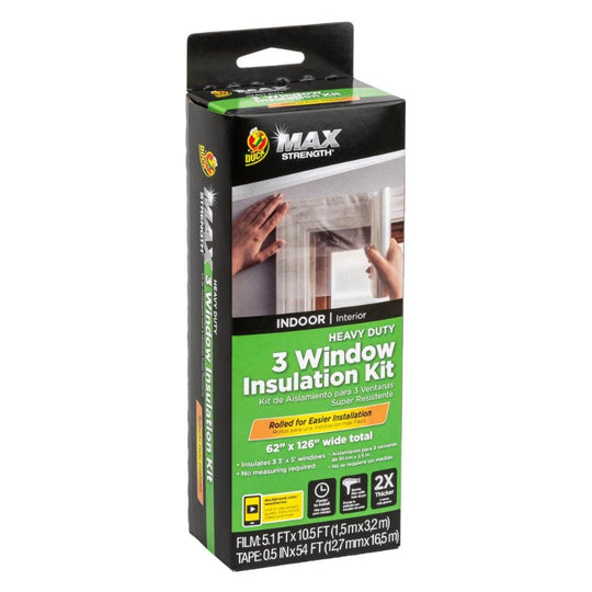 3 Pack Clear Plastic Rolled Window Insulation Kit, Max Strength 62" x 126"