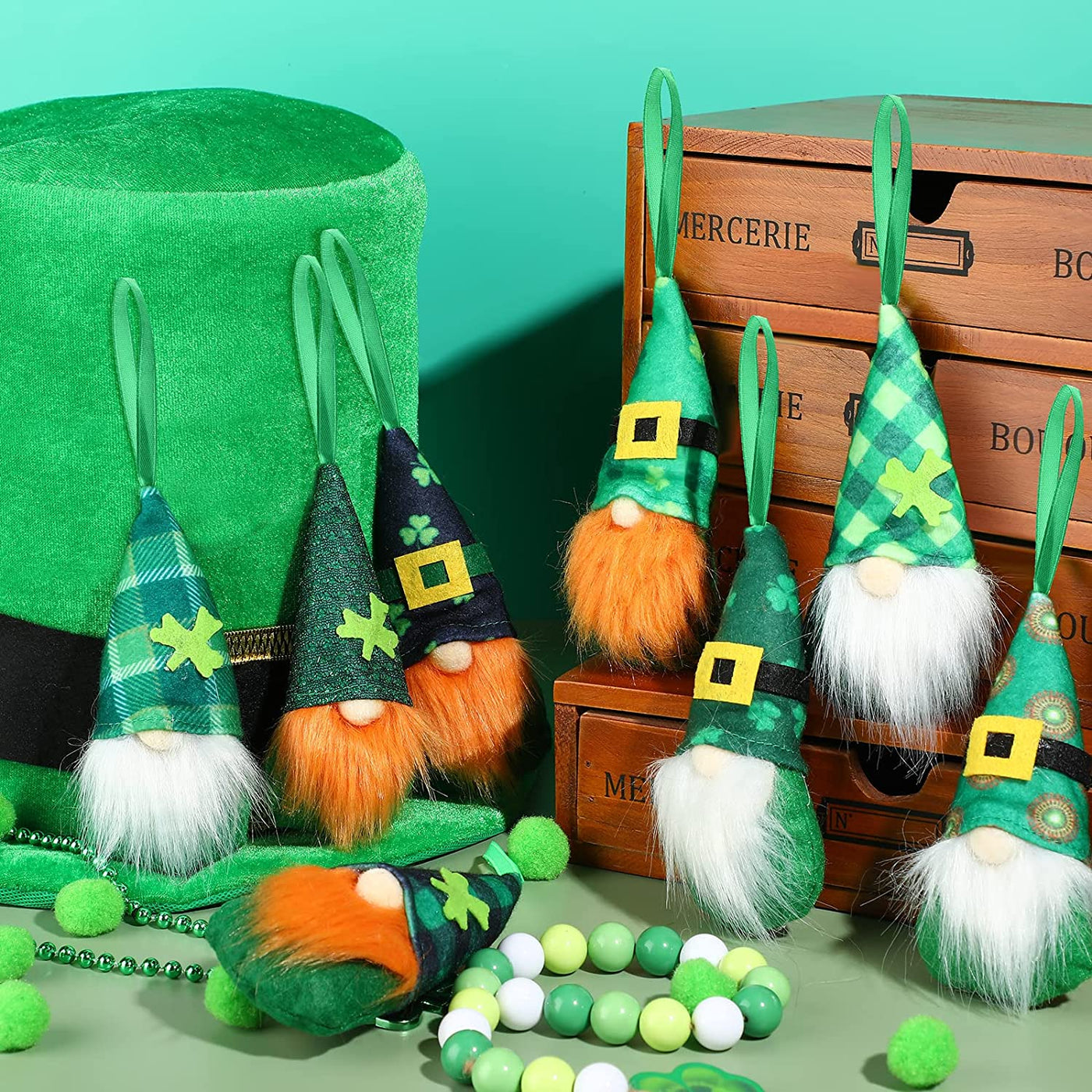 8 Piece St. Patrick's Day Gnome Ornament 