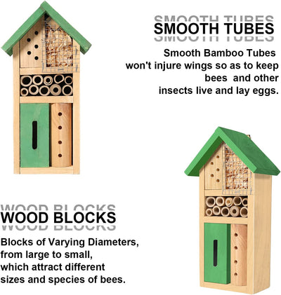 Outdoor Hanging Bamboo Habitat for Mason Bee Butterfly Ladybugs 