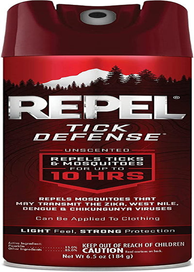 Repel Tick Defense, Repels Ticks & Mosquitos For Up To 10 Hours, Keep Ticks Away, (Unscented Aerosol Spray) 6.5 fl Ounce