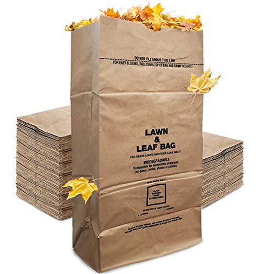 Eco-Friendly 30 Gallon Kraft Leaf Bag - 10 Count - Heavy Duty Large Paper Trash Bags