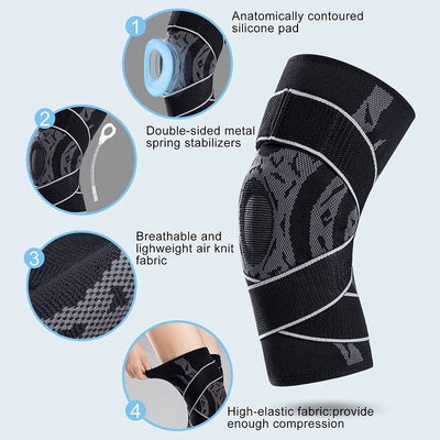 2 Pack Adjustable Compression Patella Tendon Support Brace with Gel Pads & Side Stabilizers