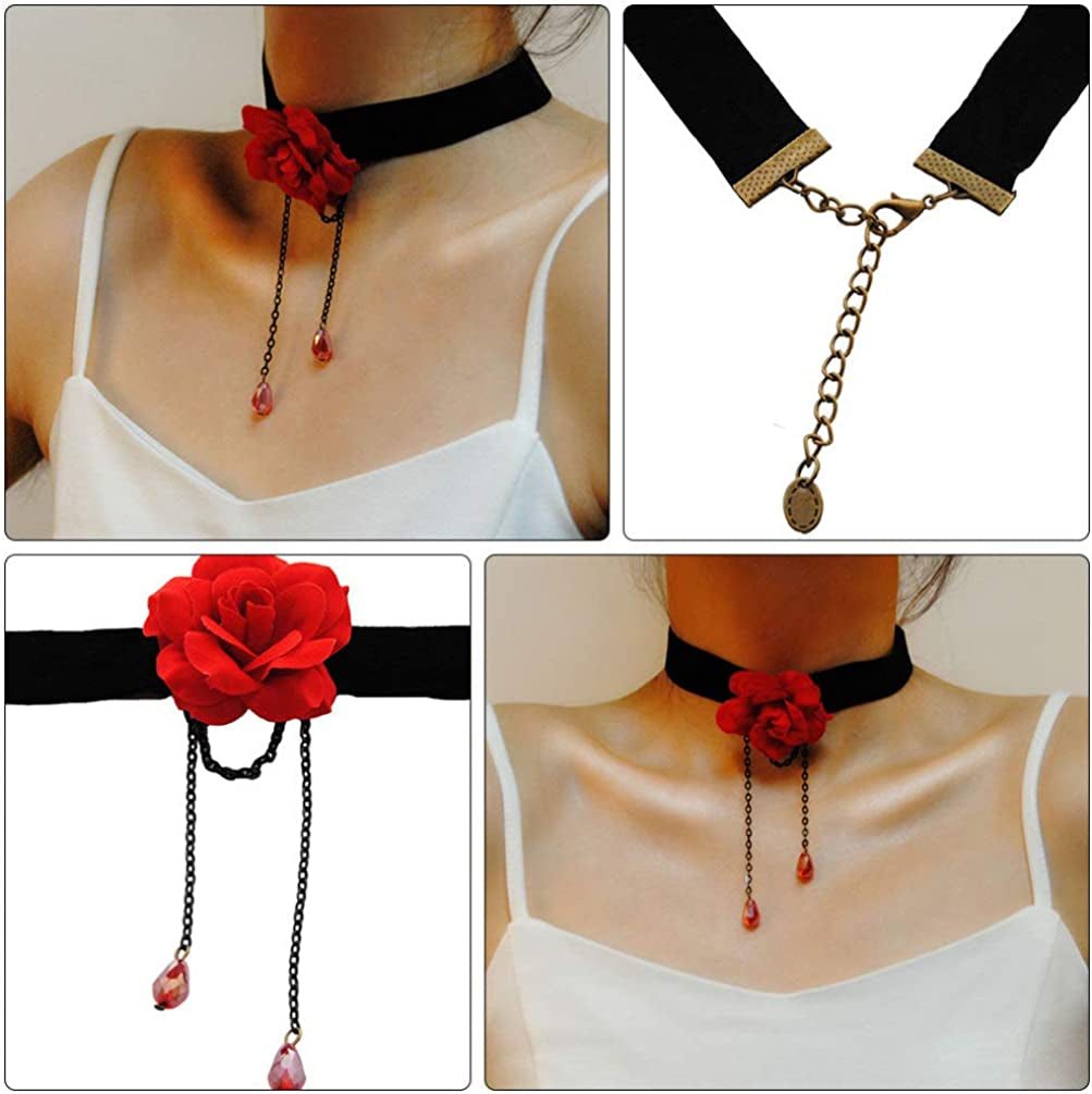  2PCS Rose Flower Choker