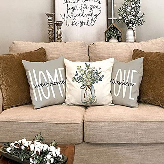 Set of 4 Farmhouse Pillow Covers 