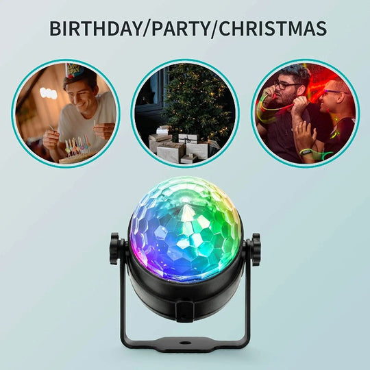 3 Pack DJ Disco Ball Strobe Lights with 7 Colors - Sound Activated with Remote Control