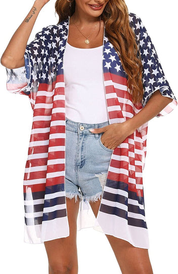  Women's Flowy Summer Chiffon Kimono Cardigans Tops Boho Floral Beach Cover Ups Casual Loose Shirts