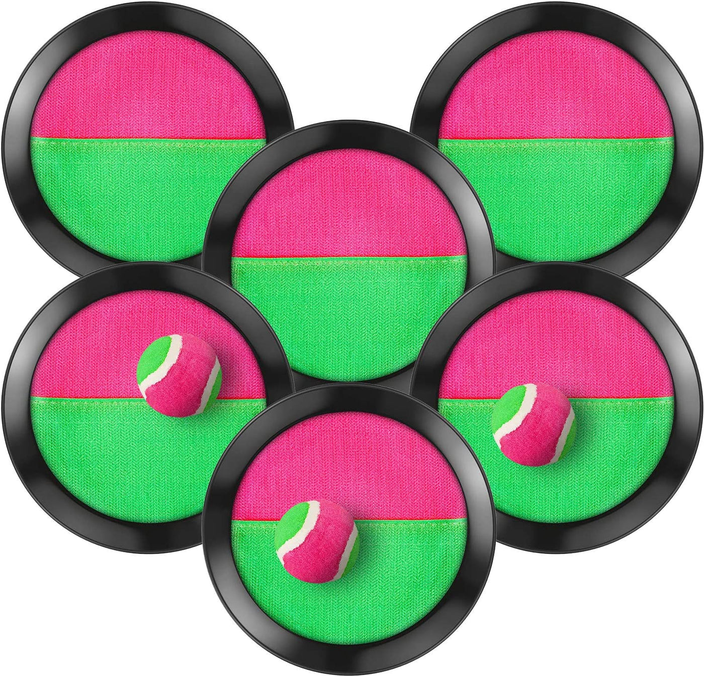  Toss and Catch Balls Game, 3 Set Paddle Toss and Catch Ball, 6 Paddles and 3 Balls, Suitable for Sports, Beach