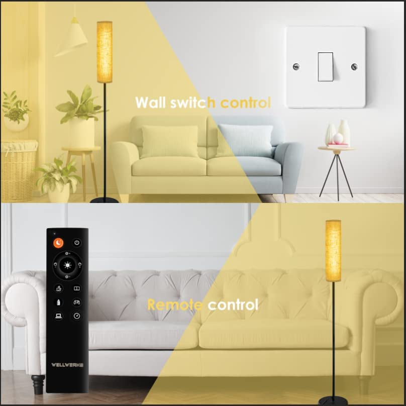 12W LED Floor Lamp with Remote Control and 4 Color Temperatures, Timer Reading Lamp, Floor Lamps for Bedrooms / Office