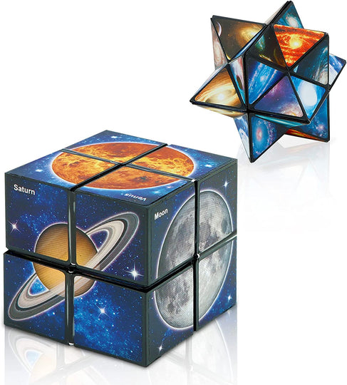 Magic Cube 2 in 1 Set, Magic 3D Puzzle Cubes for Kids and Adults