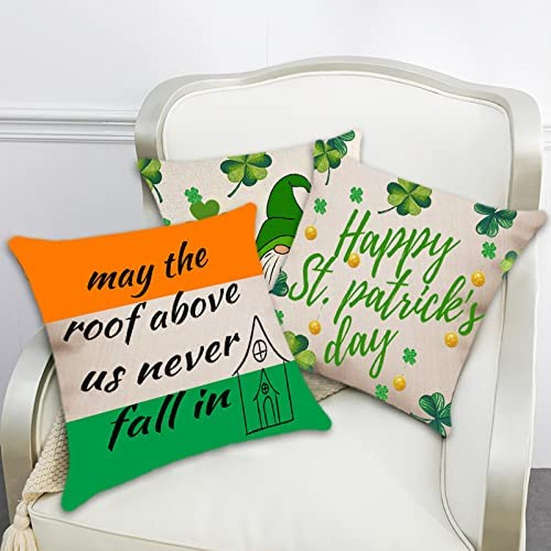 Set of 4, Happy St. Patrick's Day Green Shamrocks Pillows Cases 