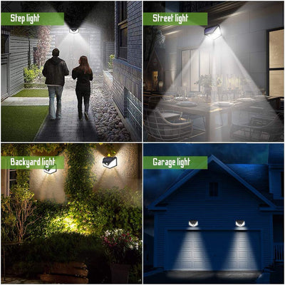 6 Pack  Motion Sensor Security Lights 100LED, Uibetux IP65 Waterproof Solar Powered Wireless Fence Lights with 270° Wide Angle