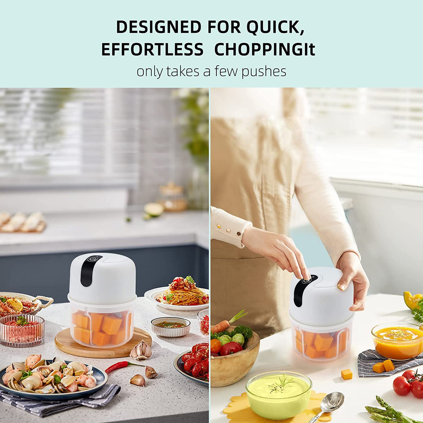  Small Food Processor With Divider 250ML/8.8FL OZ