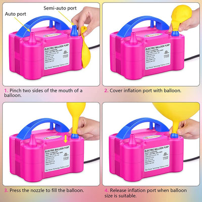 Portable Dual Nozzle Electric Balloon Pump, Only 3 Seconds Quick Fill Air, 110V 600W Blower Air Balloon Pump & Inflator