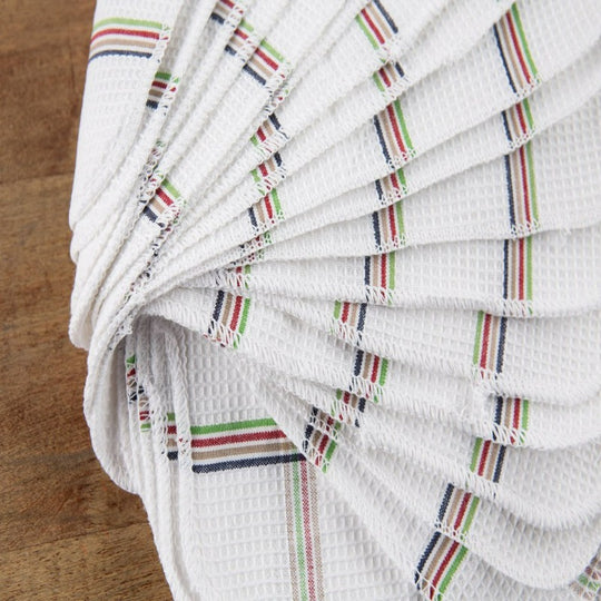18 Pack Plaid Waffle Dishcloths Multi-Colored