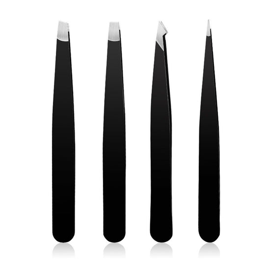 Eyebrow Tweezers Set 4 Piece Professional Stainless Steel Hair Plucker for Women