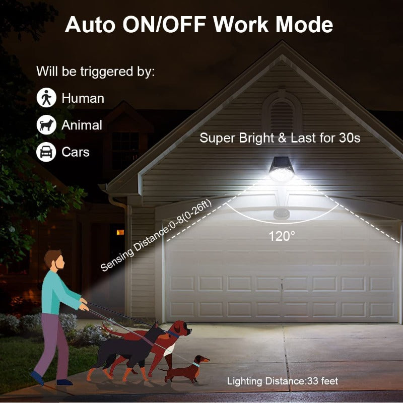 4 Pack Solar Motion Sensor Outdoor Lights -  Solar Security Spot Lights, Ip67 Waterproof