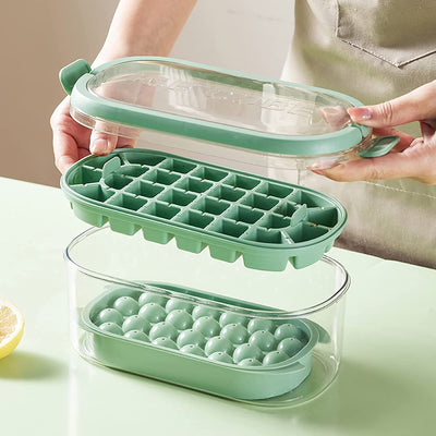 Ice Cube Tray With Lid,Ice Cube Moulds,Stacking Design Ice Cube Tray, Food Material Ball Ice Cube Moulds, Quick Ice Removal Ice Cube Tray with Lid for Cooling Cocktails, Whiskey, Tea and Coffee…