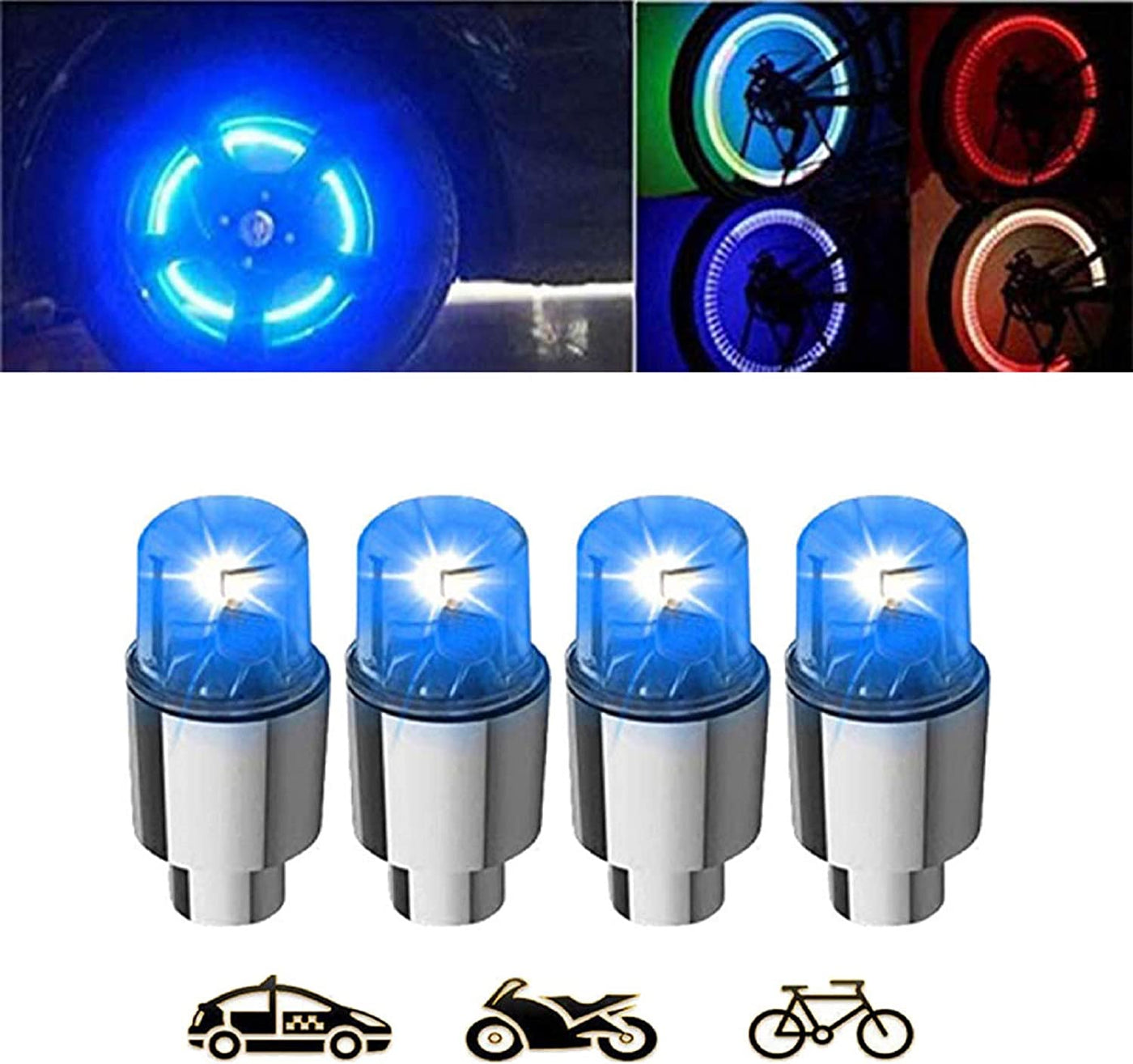 4 Pack LED Wheel Lights with Batteries Included 